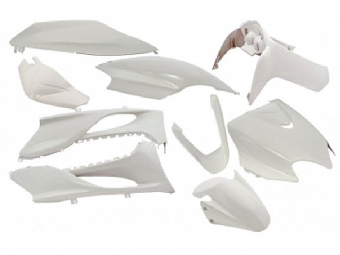 Kit carenaj Edge Bikeparts 9 piese alb metalizat pentru Yamaha Jog 50, Jog 50 RR, Jog 50 R, MBK Mach G 50 AC, Mach G 50 LC