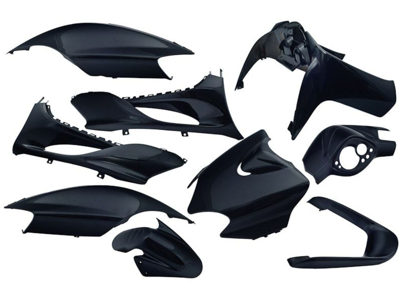 Kit carenaj Edge Bikeparts 9 piese negru metalic pentru Yamaha Jog R, Jog RR, MBK Mach G 50cc 2T