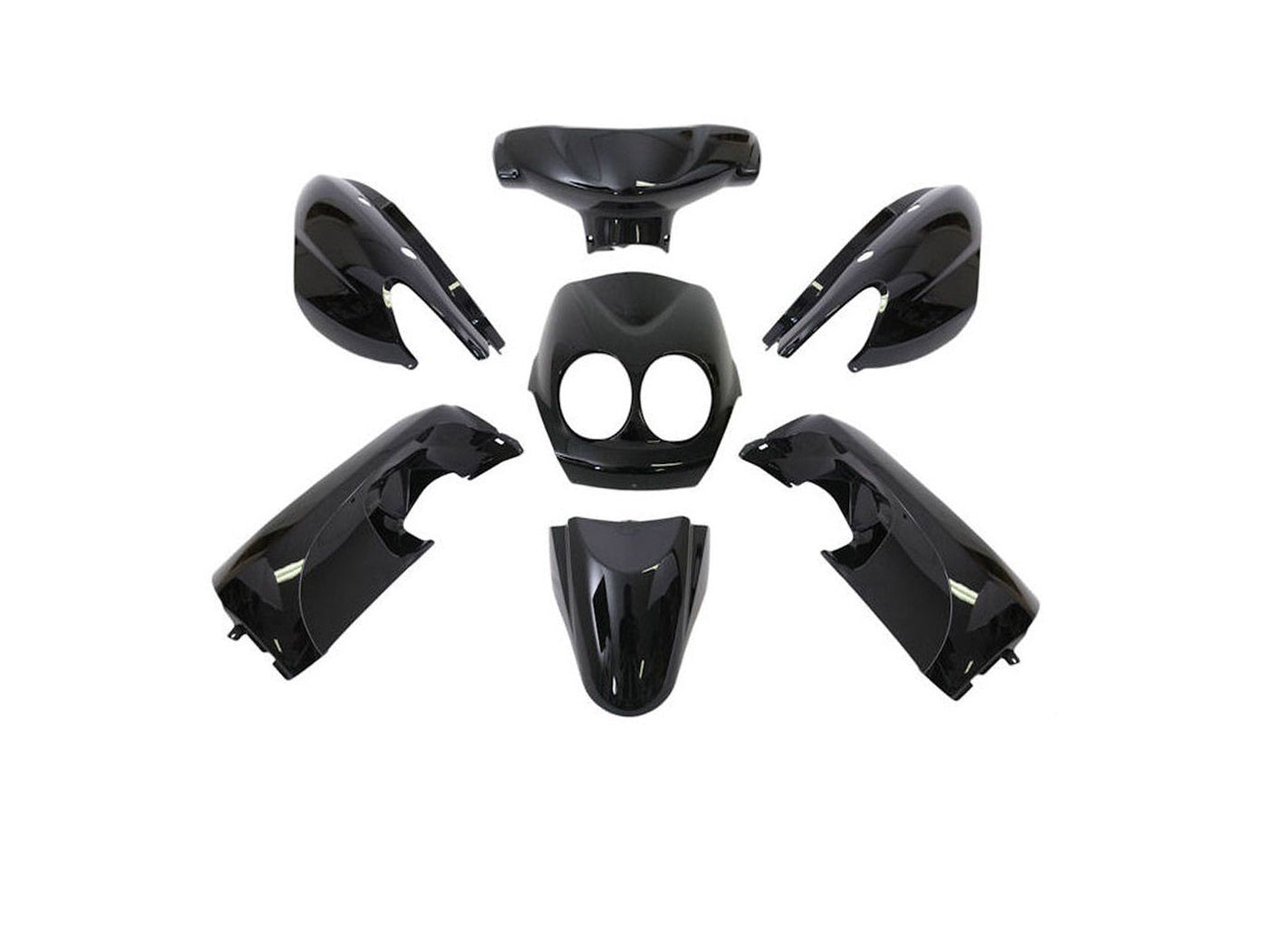 Kit carenaj 101 Octane 7 piese negru metalic pentru MBK Ovetto 50, Yamaha Neos 50 2T/4T 2008-