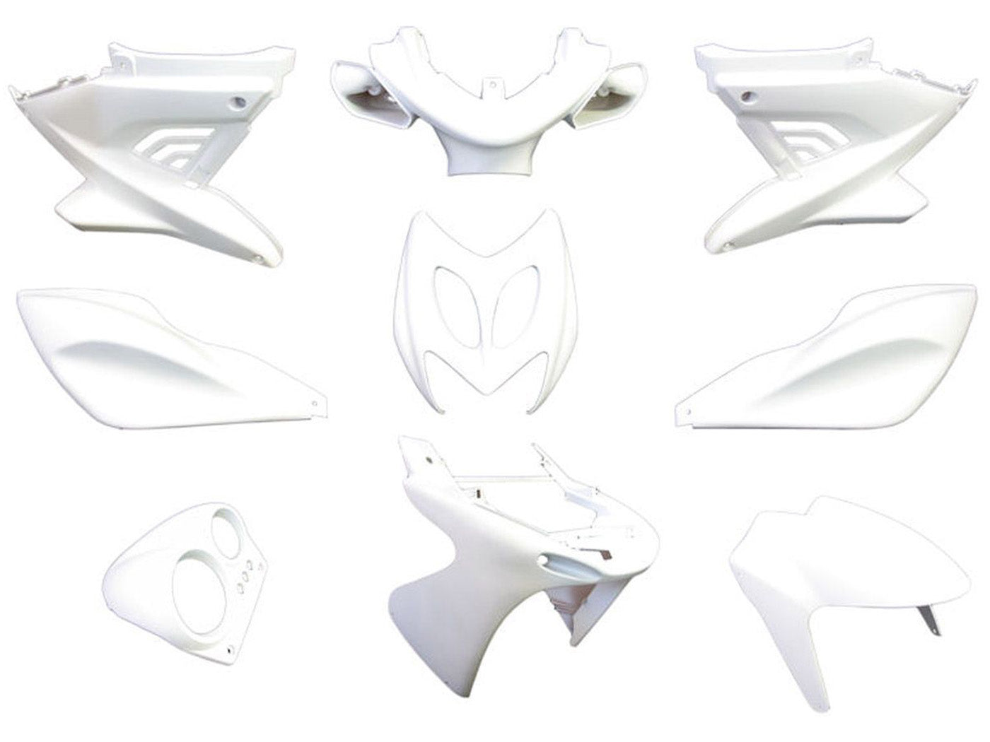 Kit carenaj Edge Bikeparts 9 piese alb mat pentru MBK Nitro, Yamaha Aerox
