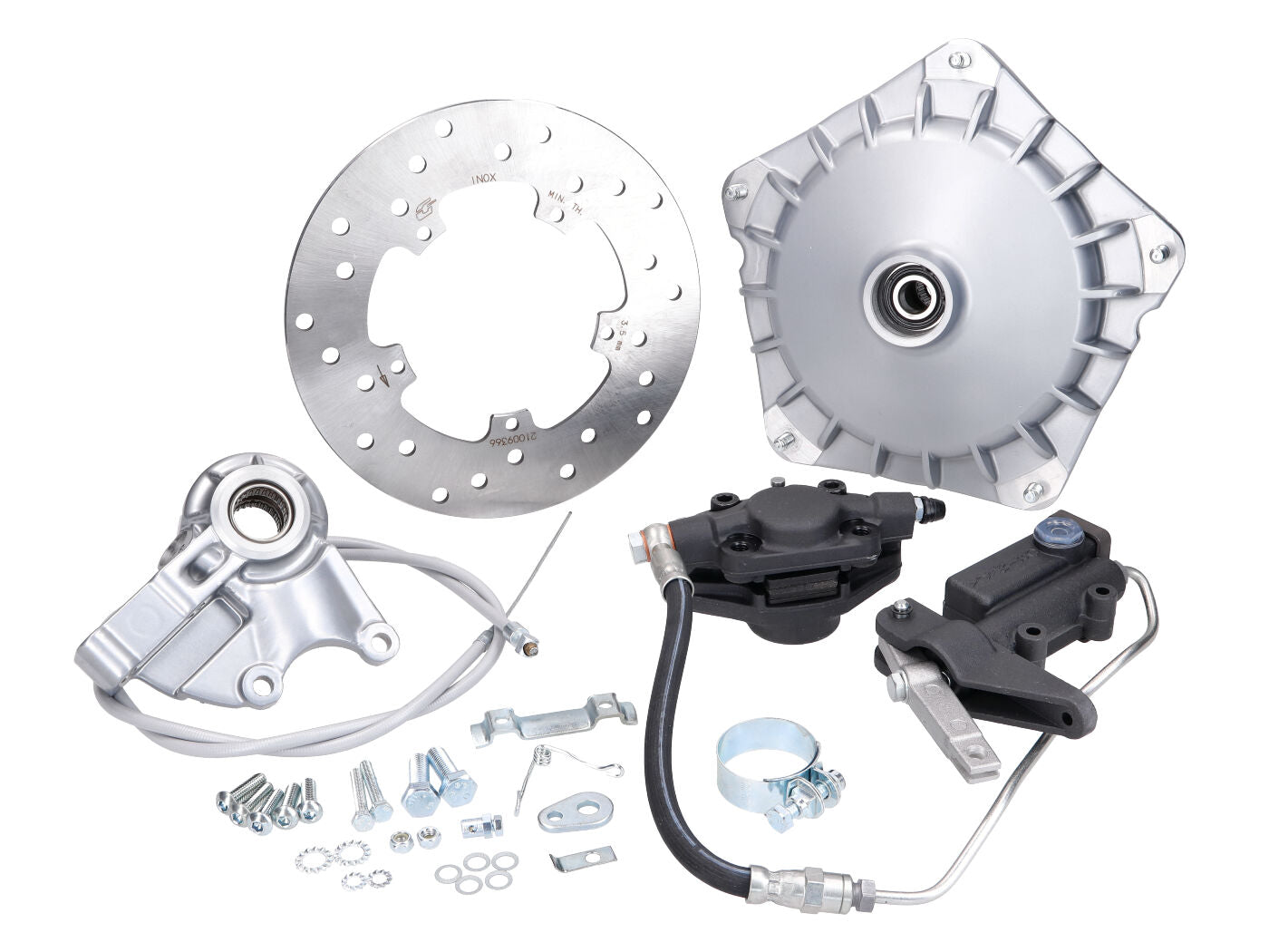 Set frână pe disc Grimeca NT Classic Look Semi-hidraulic d=20mm Argintiu pentru Vespa PK50-125, P200E, PX80-200, Lusso, T5 și alte modele