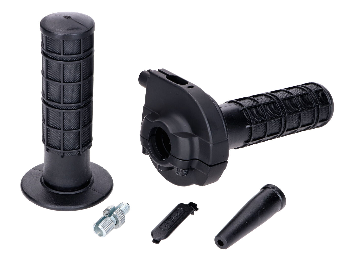 Set mâner de accelerație Domino cursă scurtă 2,3° negru aluminiu pentru ghidon 22mm universal