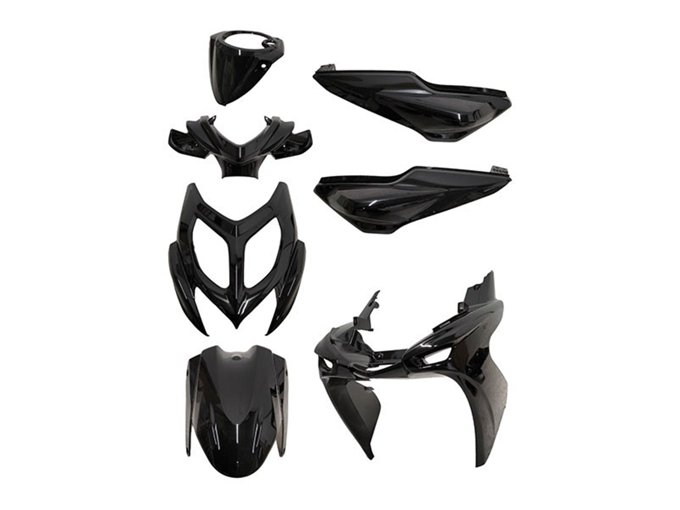 Kit carenaj 101 Octane 7 piese negru lucios pentru Yamaha Aerox 50, MBK Nitro R 50 2013-2017