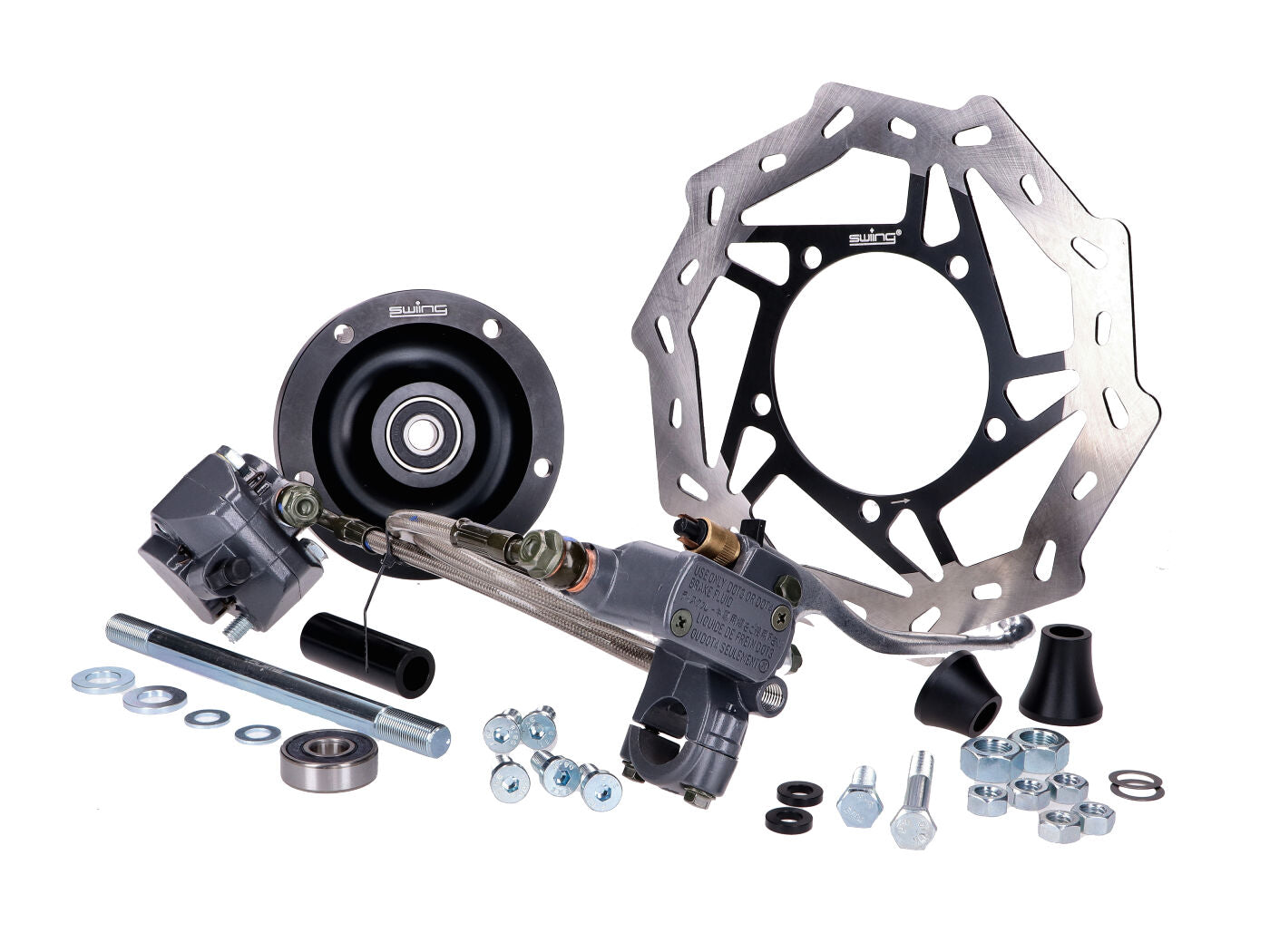 Set frână cu disc Swiing EBR hidraulic negru jantă turnată pentru Piaggio Vespino, Si, Ciao, Grillo, Bravo și alte modele