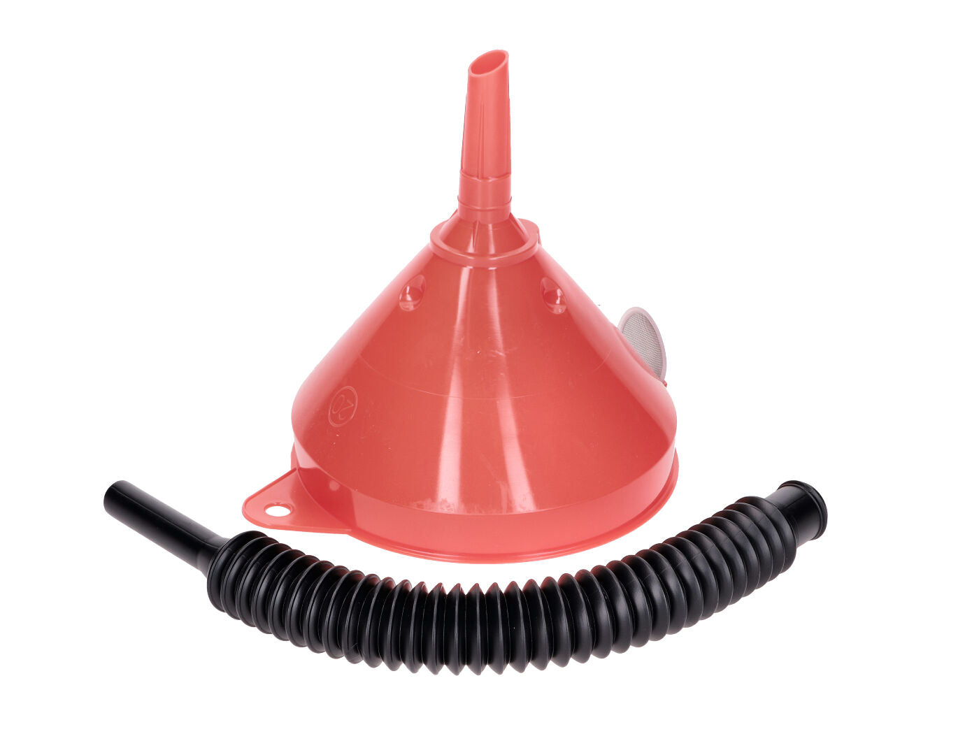 Pâlnie alimentare Hünersdorff d=210mm HD-PE cu sită și furtun burduf l=460mm roșie universal