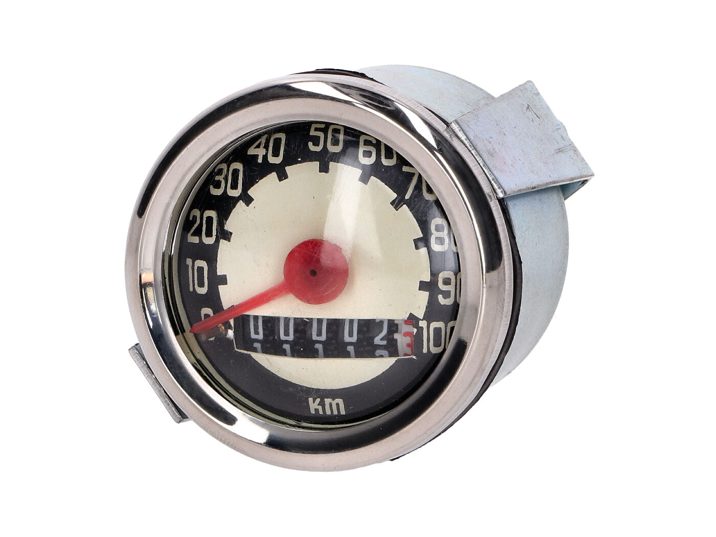 Vitezometru universal 100km/h 48mm alb pentru Puch Maxi, Condor, Storm, Typhoon, VS 50 și alte modele