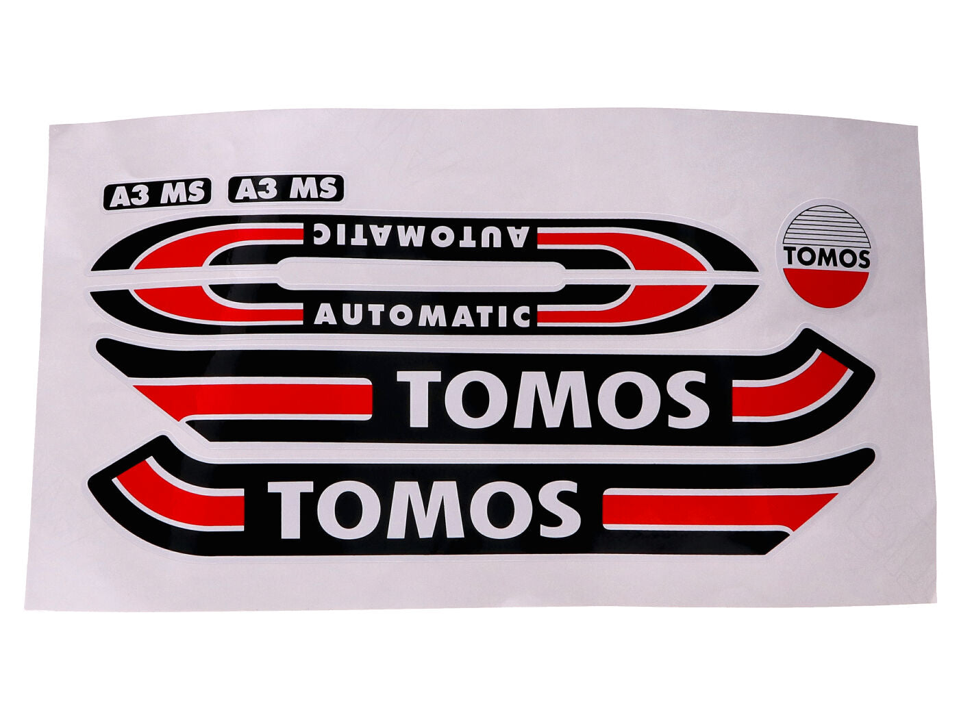 Set autocolante negru/roșu/alb pentru Tomos Streetmate, S25, A35, A55, A3 și alte modele