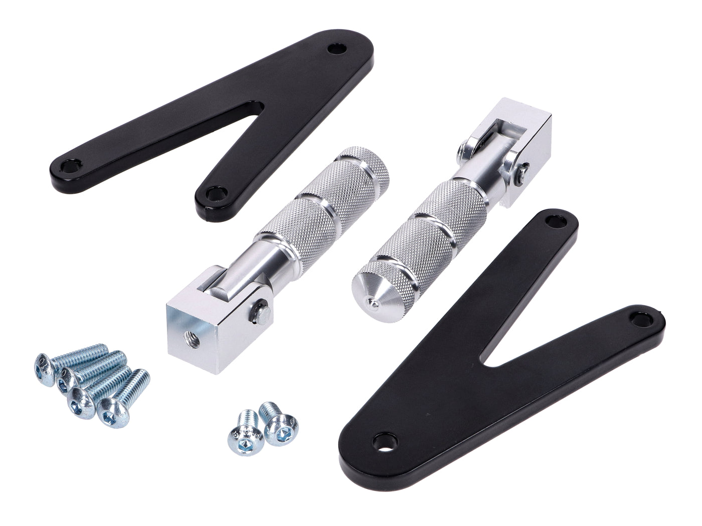 Set scări pasager 101 Octane CNC argintiu cu suport pentru Beta RR 50 Enduro, RR 50 Motard, RR 50 Racing, RR 50 Sport și alte modele