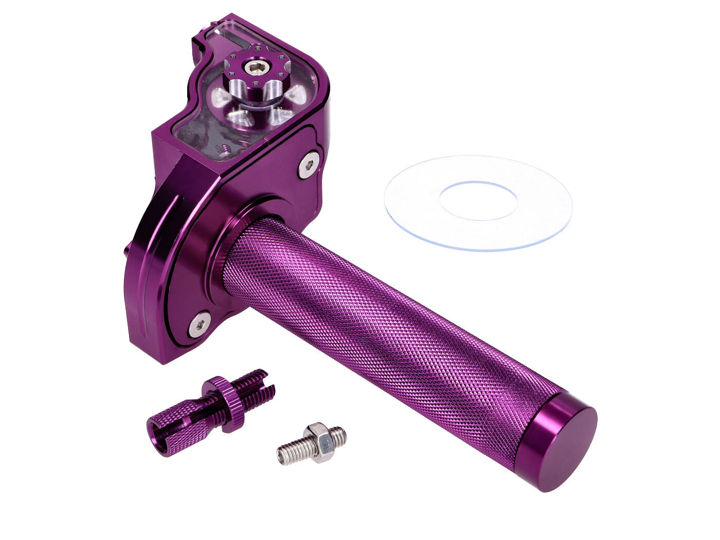 Mâner de accelerație 101 Octane CNC cursă scurtă violet pentru ghidon 22mm universal
