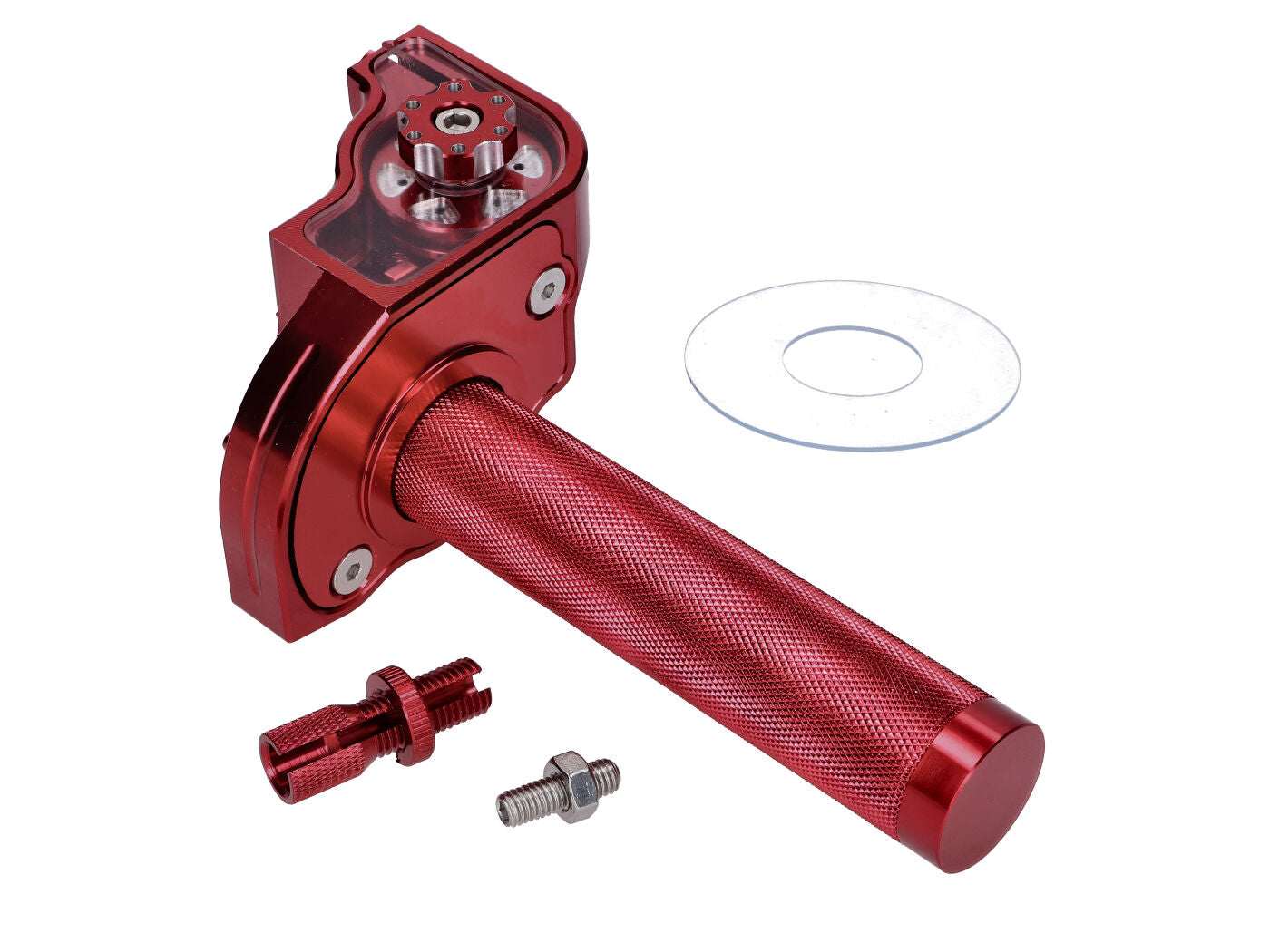 Mâner de accelerație 101 Octane CNC cursă scurtă roșu pentru ghidon 22mm universal