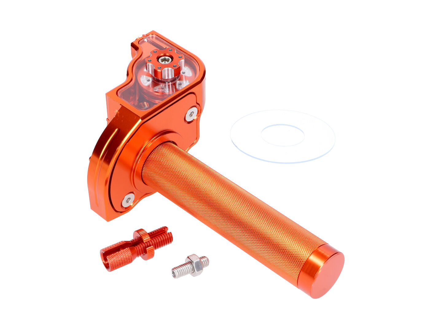 Mâner de accelerație 101 Octane cu cursă scurtă CNC portocaliu pentru ghidon de 22mm universal