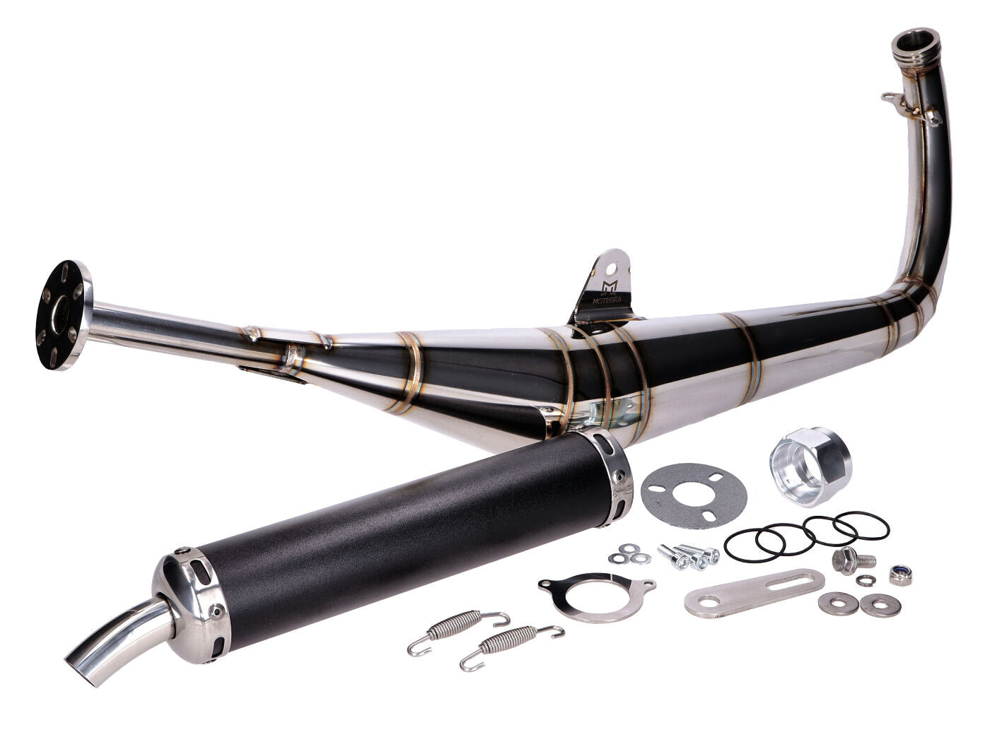 Sistem de eșapament sport Motegra 60-110cc cu cusături aurii și tobă spate pentru Simson S51, S53, S70, S83