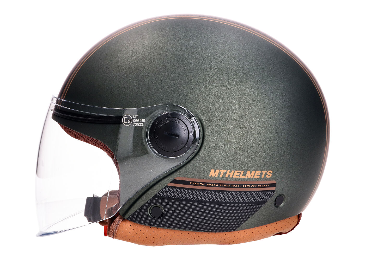 Cască jet MT Helmets Street S Entire verde/maro mat, mărimea S (55-56cm)