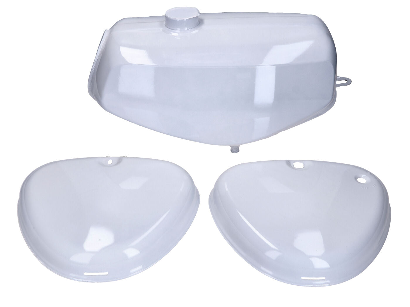 Set rezervor combustibil și capace laterale albe B-goods pentru Simson S51, S70