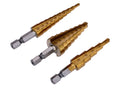 Burghie în Trepte BGS Technic HSS Acoperire Titan 3-20mm Set 3 Bucăți Universal