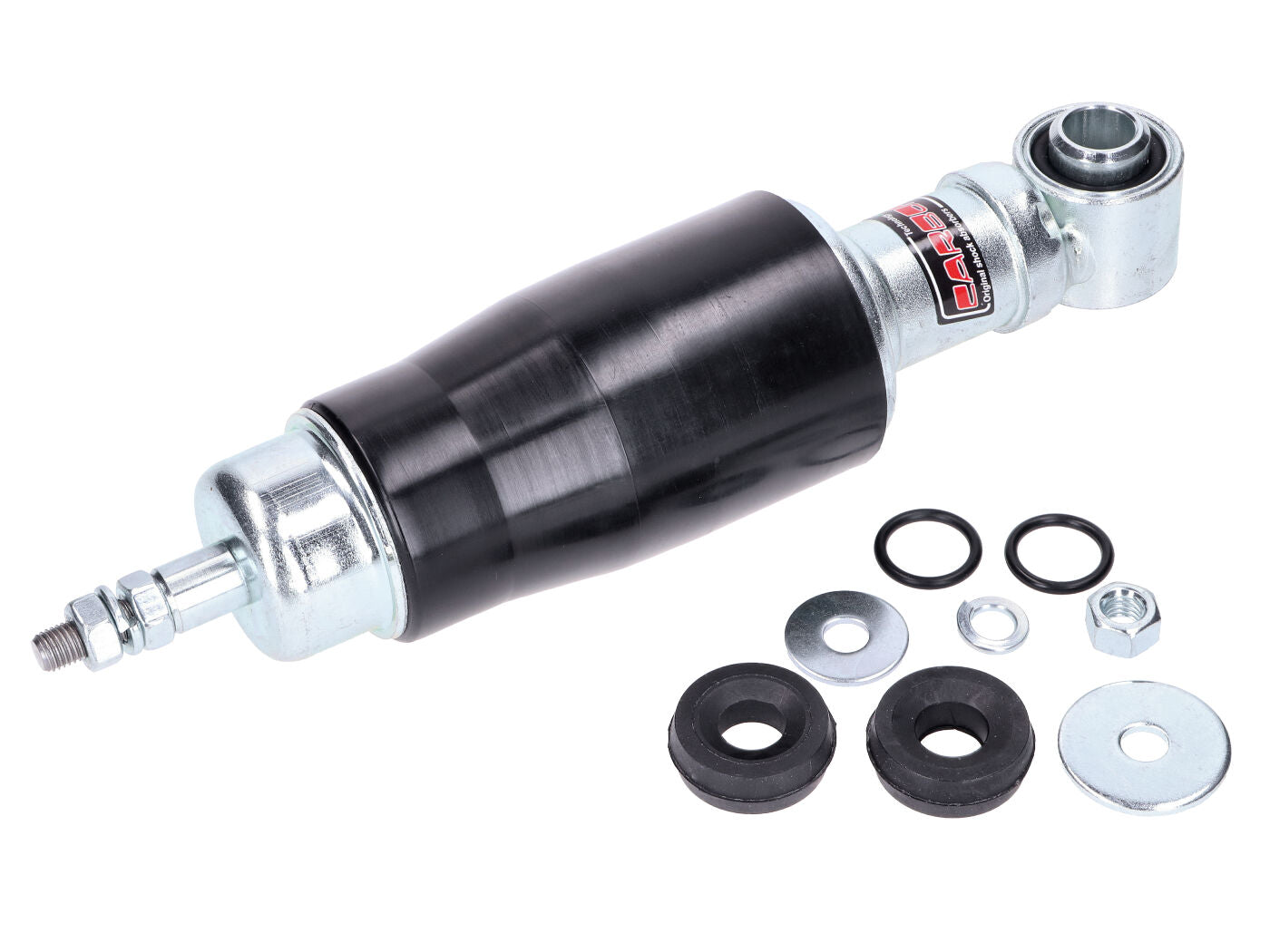 Set amortizoare față Carbone Standard 200mm argintiu/negru pentru Vespa Classic