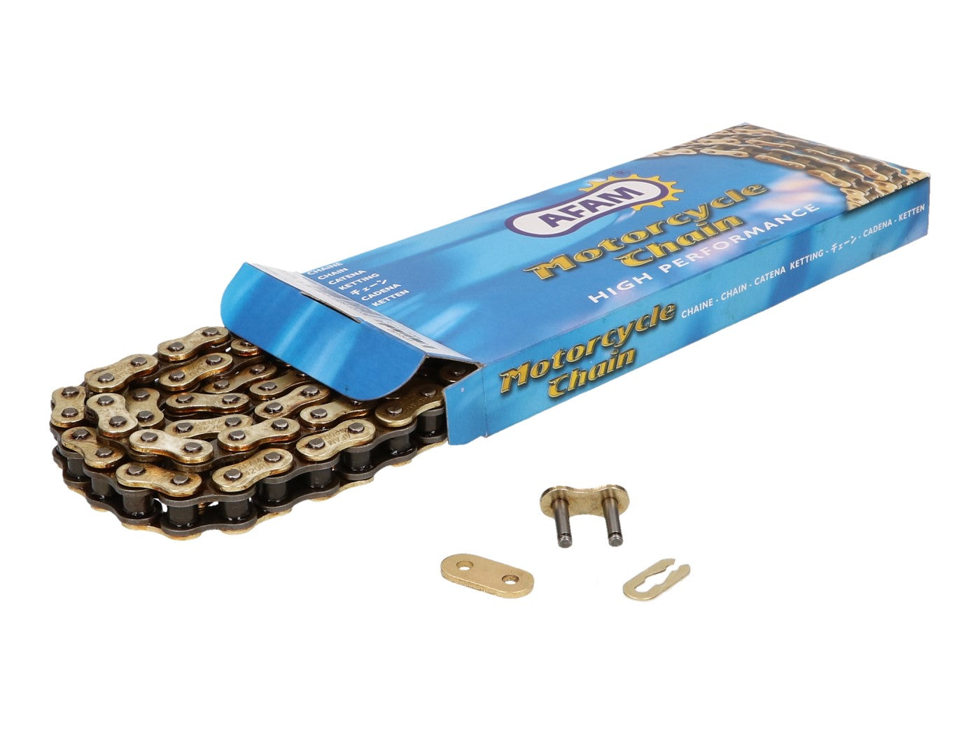 Lanț transmisie AFAM întărit auriu 420 R1-G x 128 pentru KSR Moto, Ride, Rieju, Generic, Explorer și alte modele