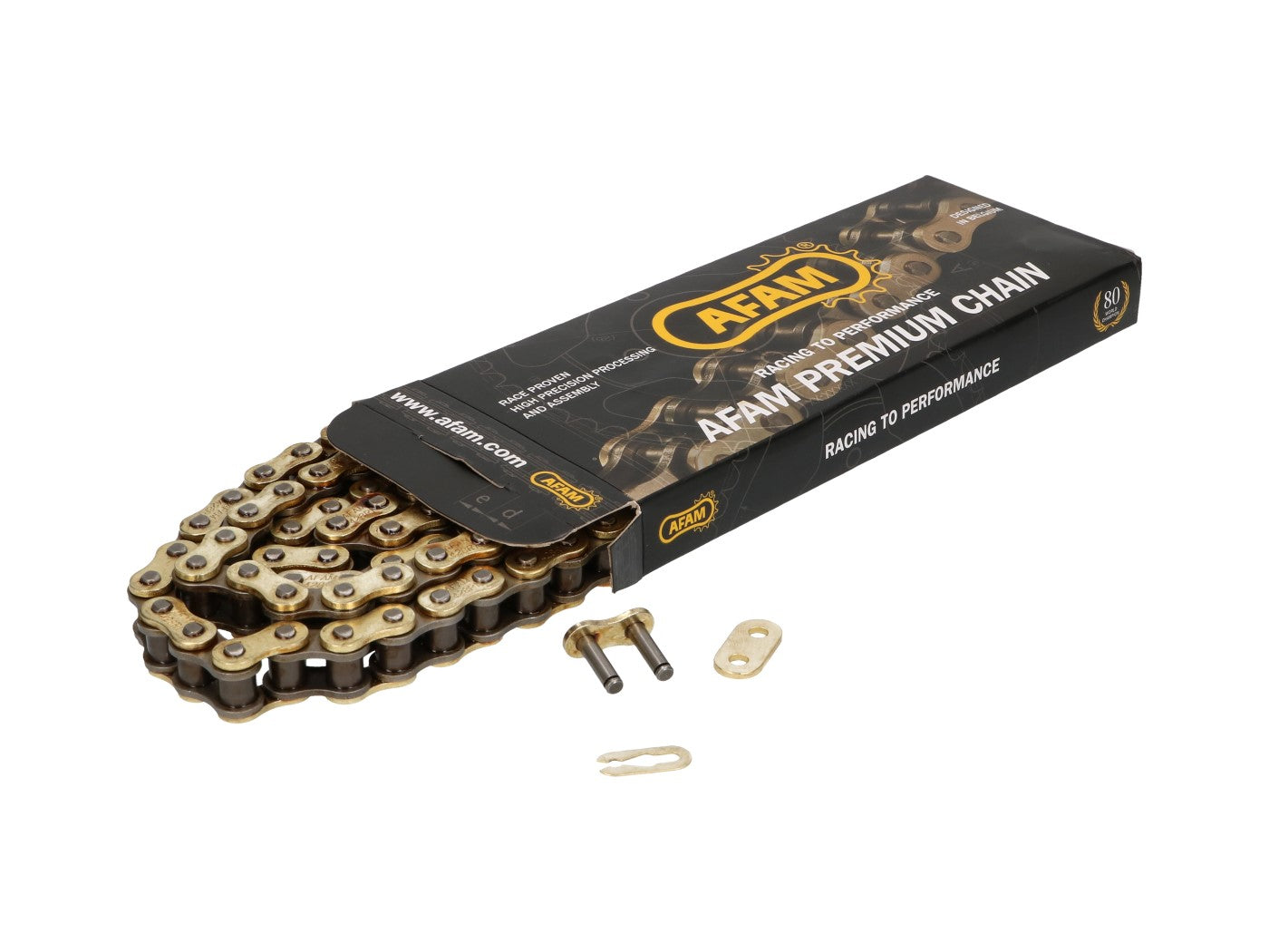 Lanț transmisie AFAM armat auriu 428 R1-G x 134 pentru HRD Sonic 50 Enduro, Sonic 50 SM, Sherco SM-R 50, SE-R 50
