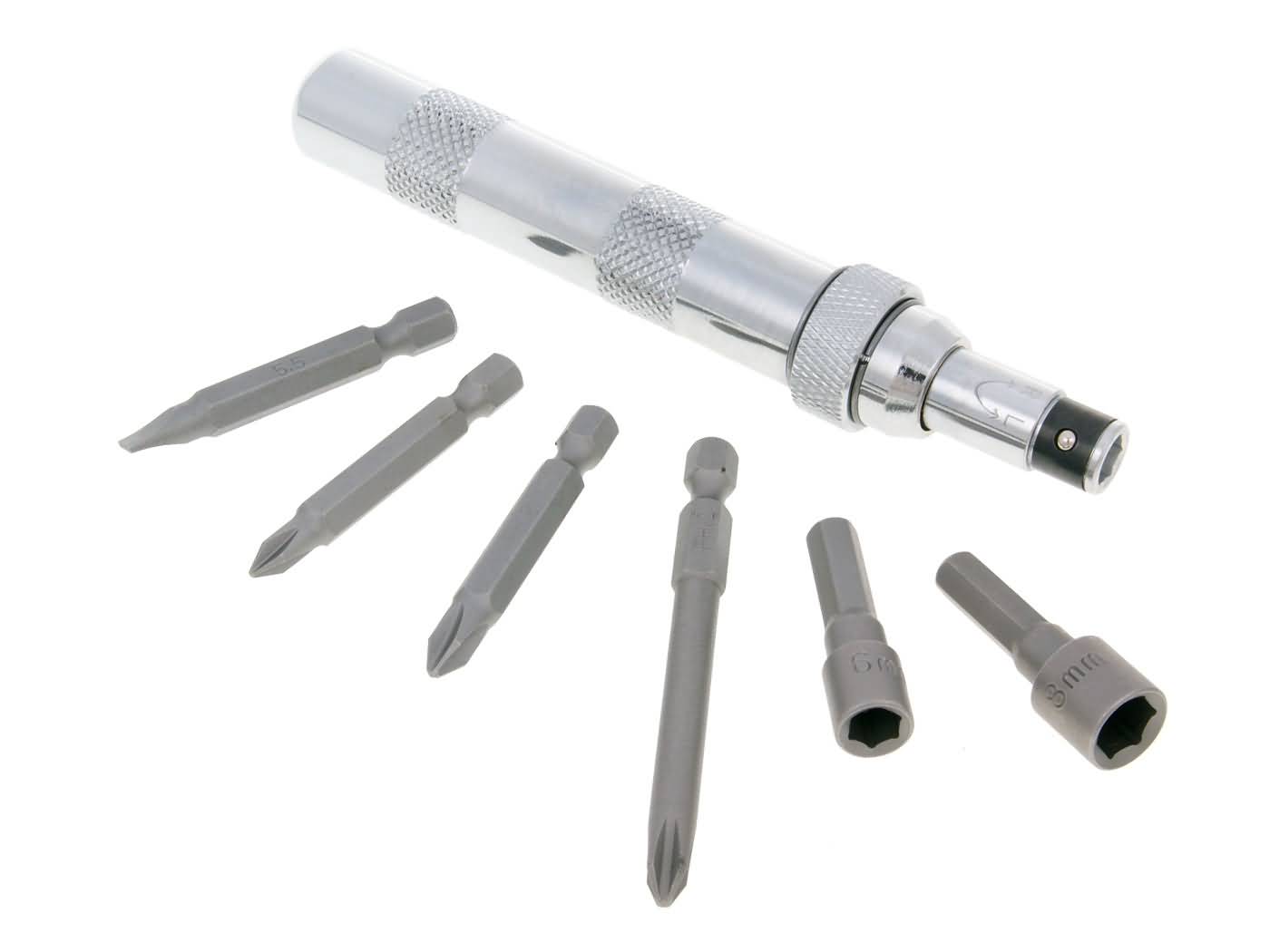 Set șurubelnițe cu impact Buzzetti 7 piese rotație stânga/dreapta universal