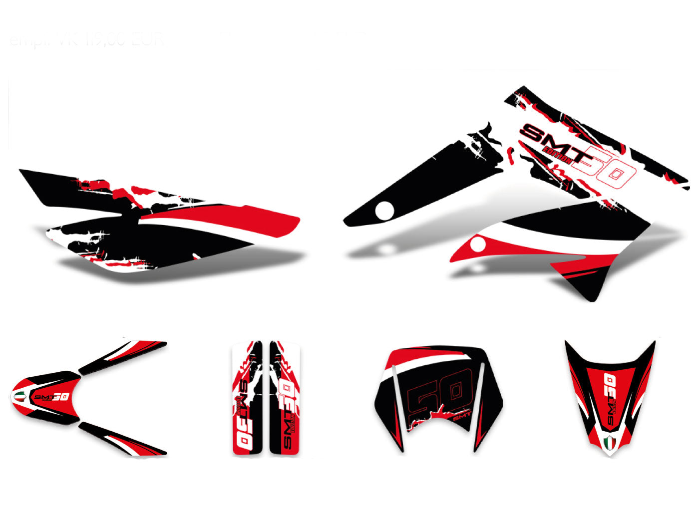 Set decorativ negru-alb-roșu lucios pentru Gilera SMT 50 11-12, SMT 50 13-17, SMT 50 Racing 11-12