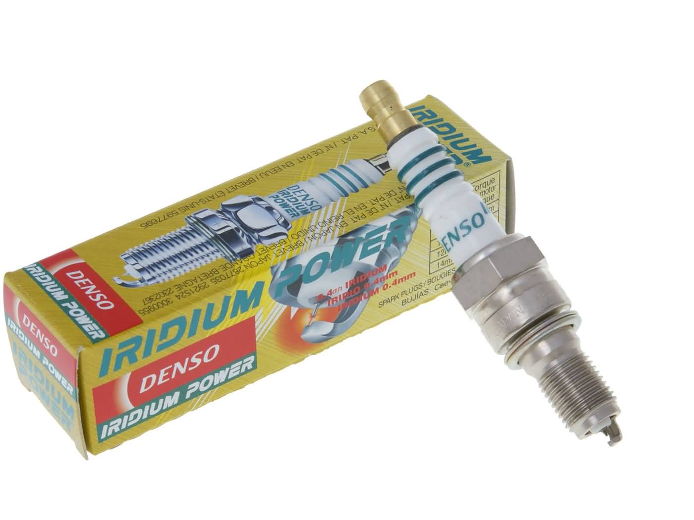 Bujie Denso IUH24 Iridium Power cu conector filet pentru Honda Pantheon, @125/150, Dylan, S-Wing, Passion și alte modele