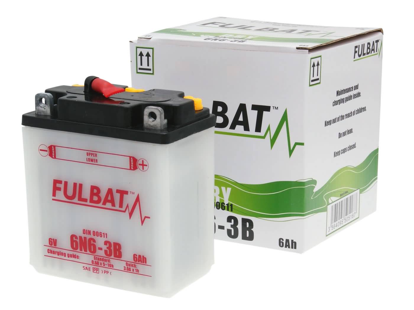 Baterie Fulbat 6V 6N6-3B DRY cu pachet acid inclus
