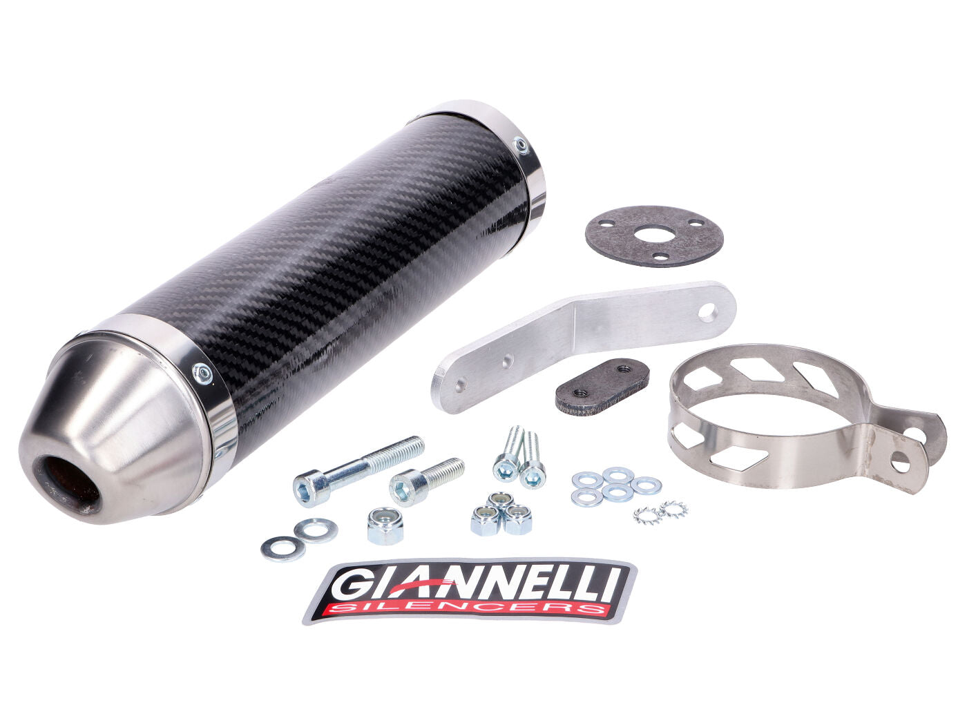 Tobă eșapament Giannelli aspect carbon pentru Derbi Senda 50 SM, Senda 50 R DRD Racing și alte modele