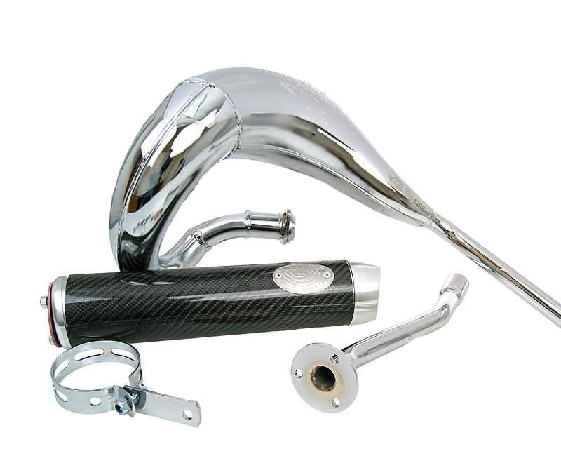 Eșapament Turbo Kit Bufanda RQ cromat pentru Derbi Senda, Aprilia RX/SX, Gilera RCR/SMT și alte modele