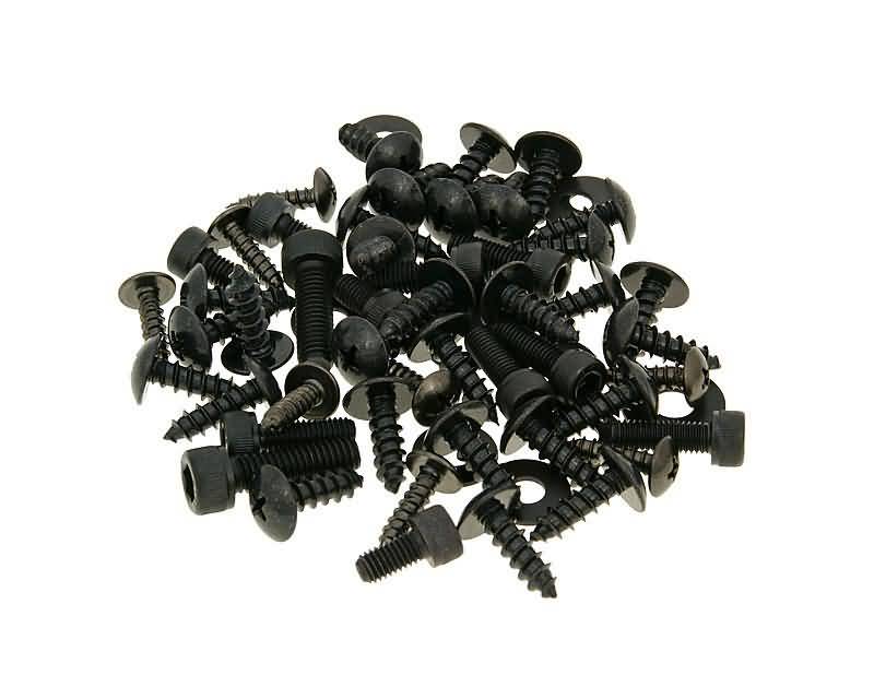 Set șuruburi carenaj 101 Octane negru pentru Yamaha Aerox, MBK Nitro și alte modele