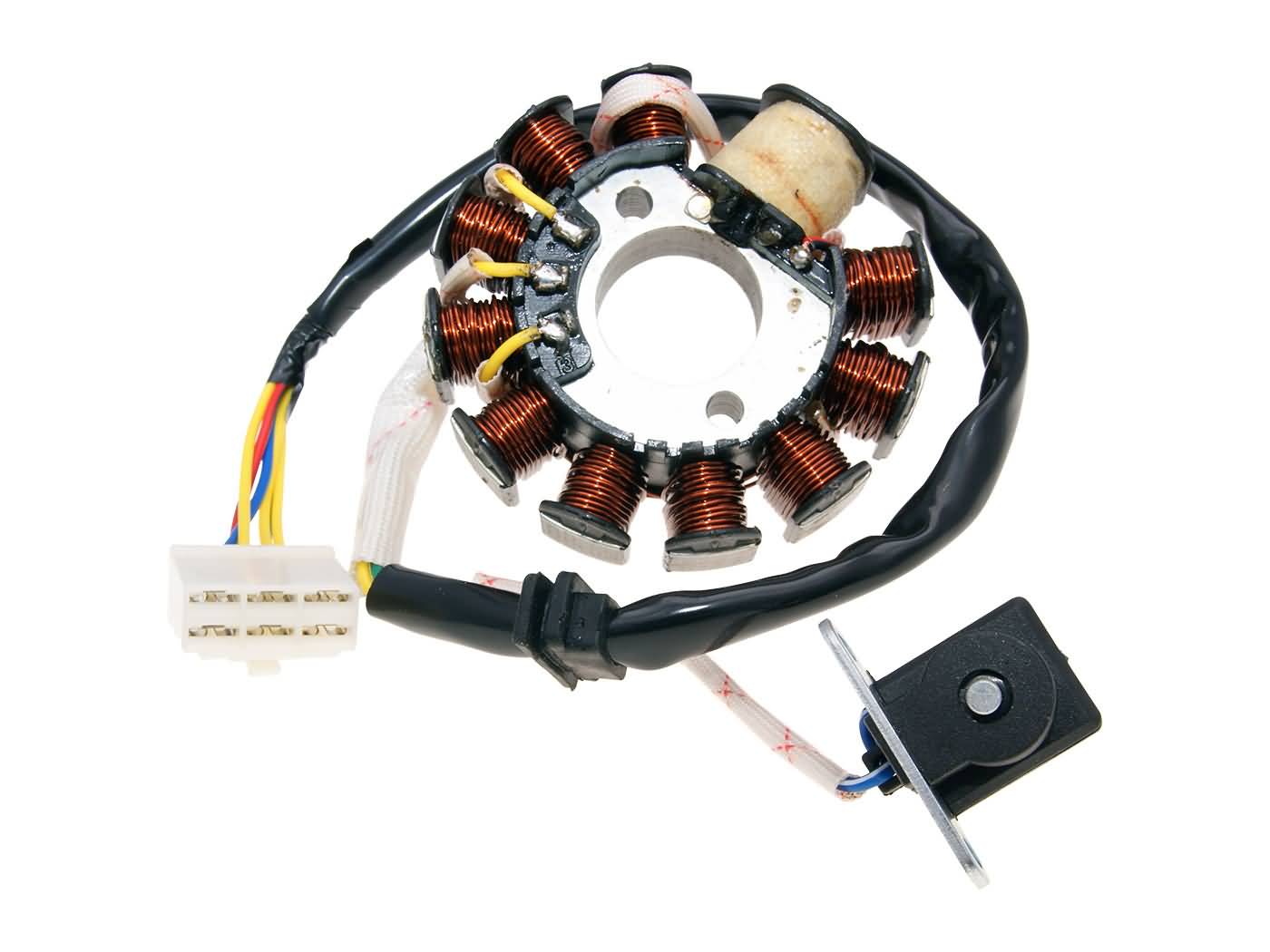 Stator Alternator 101 Octane 11 bobine 6 pini pentru GY6 125, 150cc Znen, SYM, Baotian, Flex Tech și alte mărci