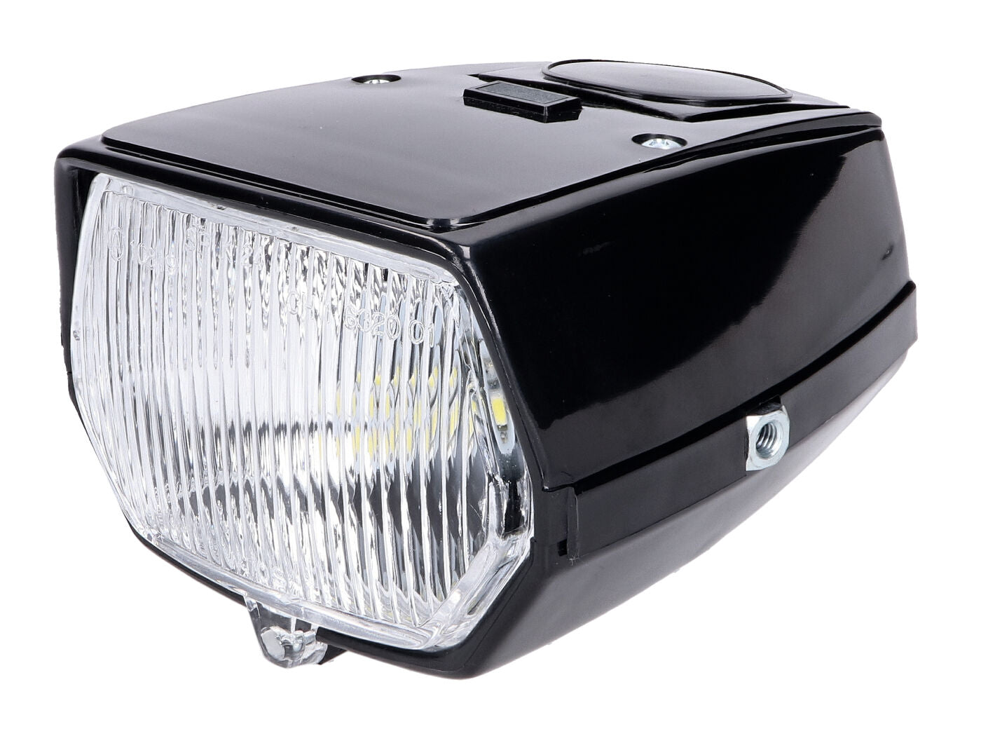 Far dreptunghiular negru LED pentru Tomos, Puch, Vespa Mofa, Piaggio, MBK și alte modele