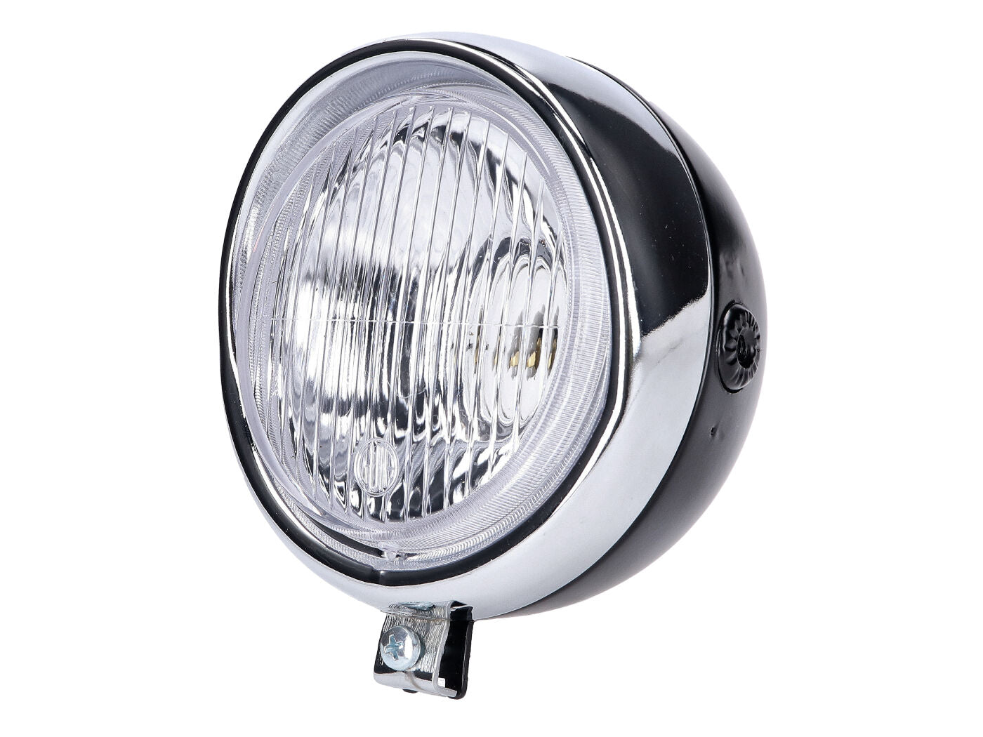 Far rotund negru Retro 101 Octane pentru Tomos, Puch, Vespa Mofa, Piaggio, MBK și alte modele
