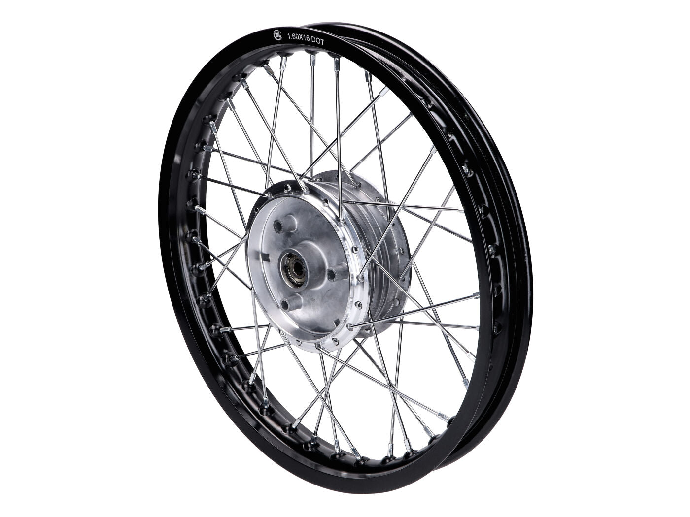 Roată cu spite 101 Octane 1.60 x 16 aluminiu negru pentru Simson S51, S53, S70, S83, KR51/1, KR51/2 Schwalbe și alte modele