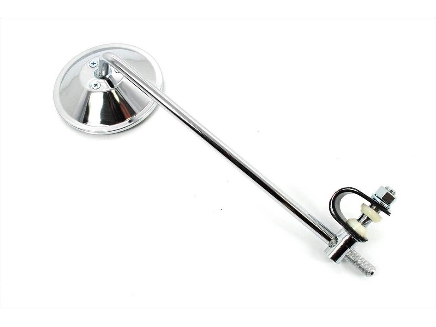 Oglindă rotundă cromată 100mm tijă 260mm clemă 22mm pentru Kreidler, Zündapp, Hercules, Puch și alte modele