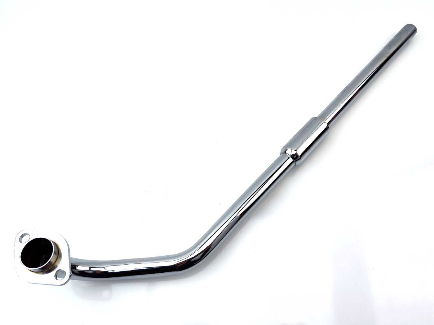 Colector flanșă conexiune cilindru 26mm conexiune eșapament 28mm stânga cromat pentru Hercules Prima 2, Prima 3, Prima 4, Prima 5, Prima GT și alte modele