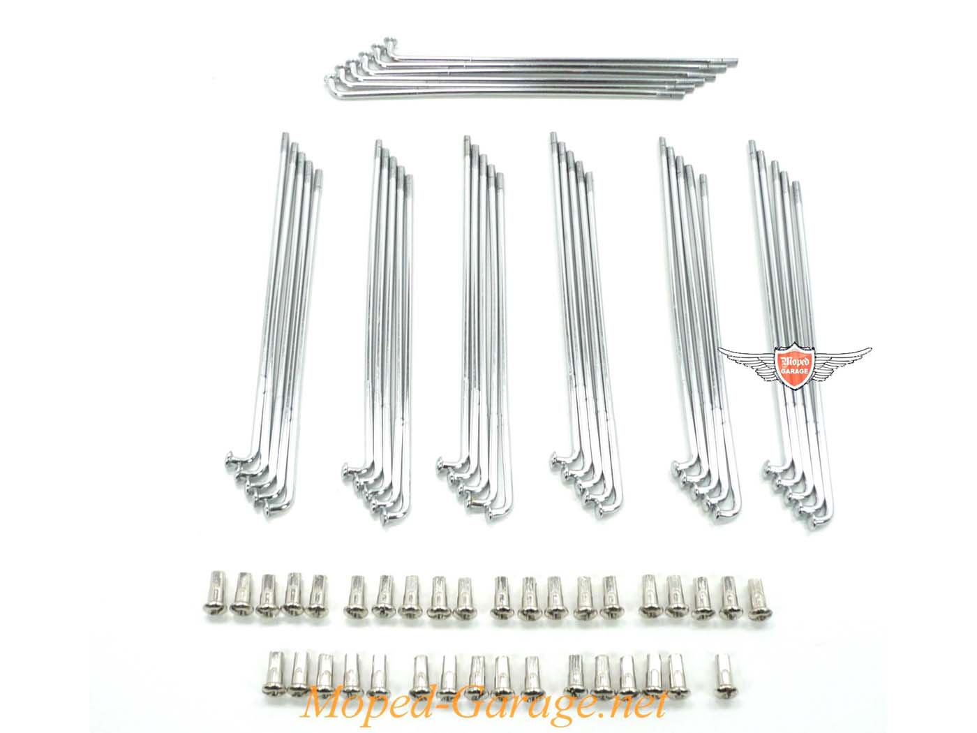 Spite cromate 151mm 3,18mm 90° cu nipluri 3,47mm set 36 bucăți pentru Kreidler RMC E50, RMC D125, RMC F125, Florett RS-GS