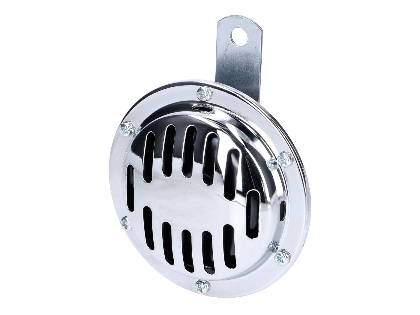 Claxon 6V curent continuu 100mm inox pentru Maico, DKW, NSU, Miele, Horex, Zündapp, BMW, EMW, MZ RT125/1, RT125/2, RT125/3, Hercules și alte modele