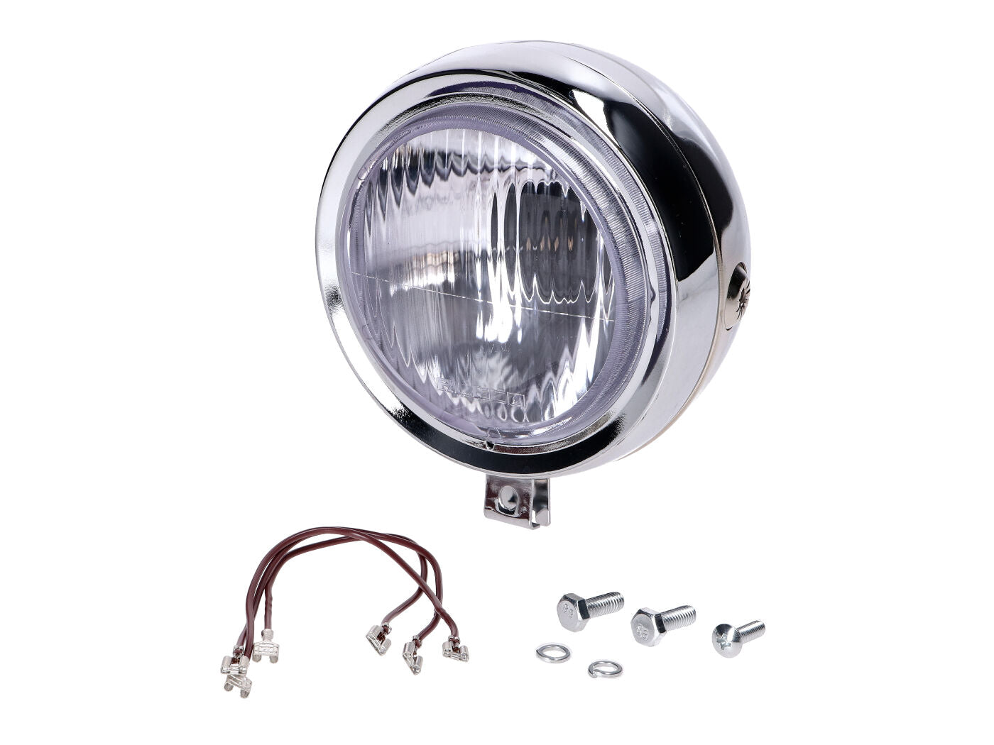 Far cromat rotund 6V 15W 130mm pentru Kreidler, Zündapp, Sachs și alte modele