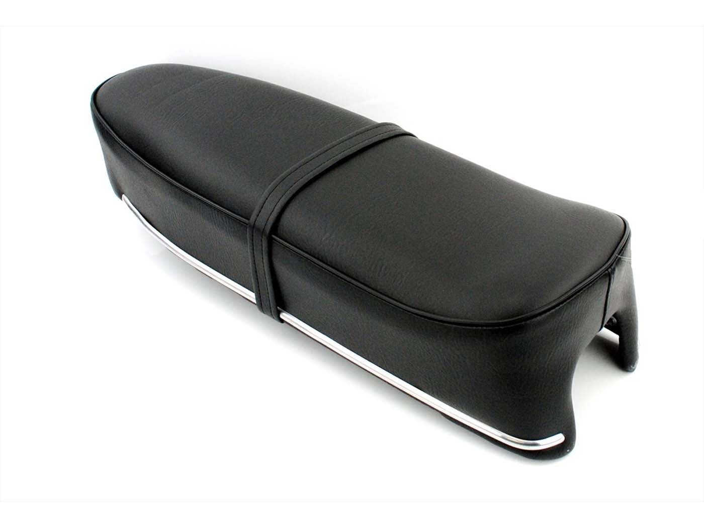 Șa neagră cu compartiment scule 610x230x110mm și benzi cromate pentru Kreidler Florett RS-GS