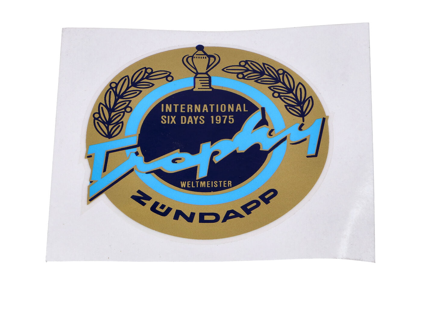 Autocolant rotund 70mm Sixdays Trophy 1975-1976 pentru Zündapp