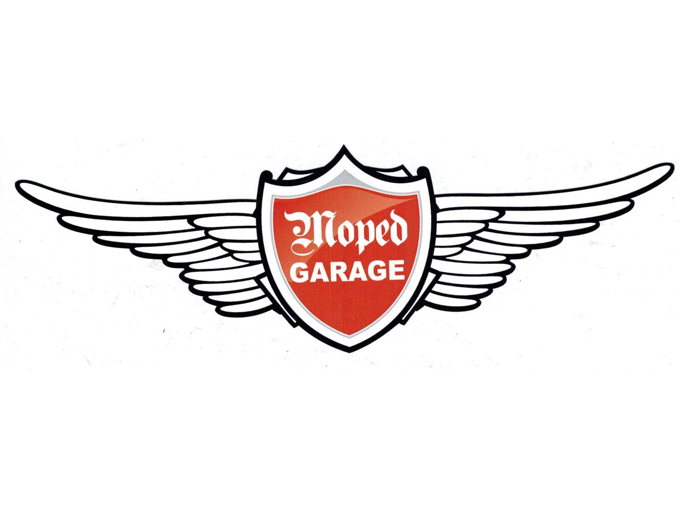 Autocolant MOGA Logo Garaj Moped 20x6cm rezistent la intemperii universal