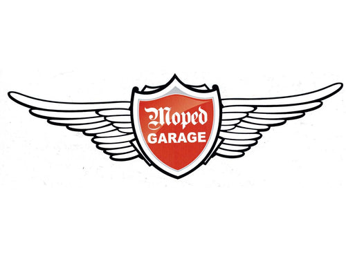 Autocolant MOGA Logo Garaj Moped 20x6cm rezistent la intemperii universal