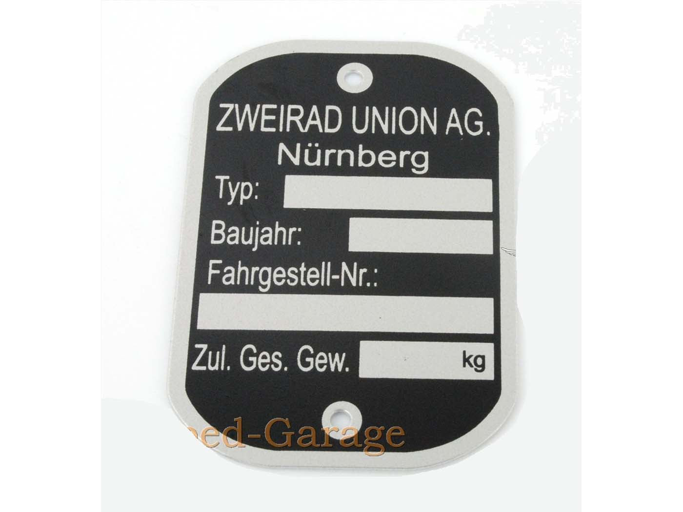 Plăcuță cadru necompletată 35mm x 50mm pentru DKW, Victoria, Express