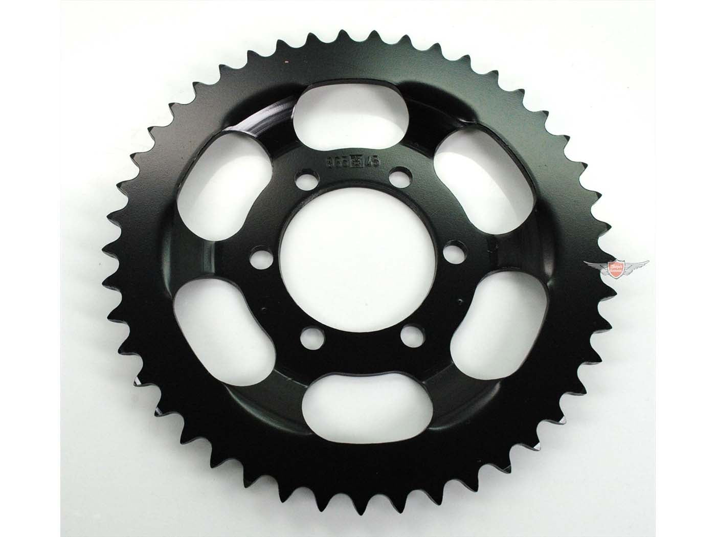 Coroană Esjot oțel 45 dinți negru 120mm pentru Zündapp Super Combinette, Falconette, C 50 Sport, TS ZD și alte modele