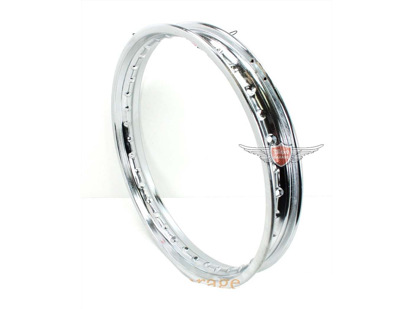 Jantă cromată 1.85 x 18 inch 36 găuri 7mm pentru Tomos, Sachs, Puch, Piaggio Mofa, Kreidler și alte mărci