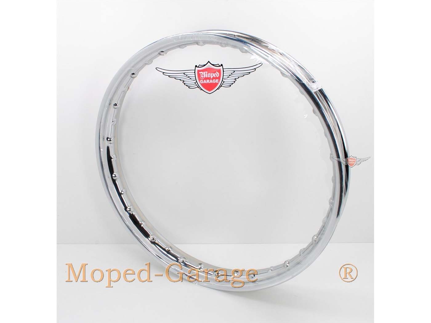 Jantă cromată 1,60 x 17 inch 36 găuri orificiu niplu 6mm pentru Tomos, Sachs, Puch, Piaggio Mofa, Kreidler și alte mărci