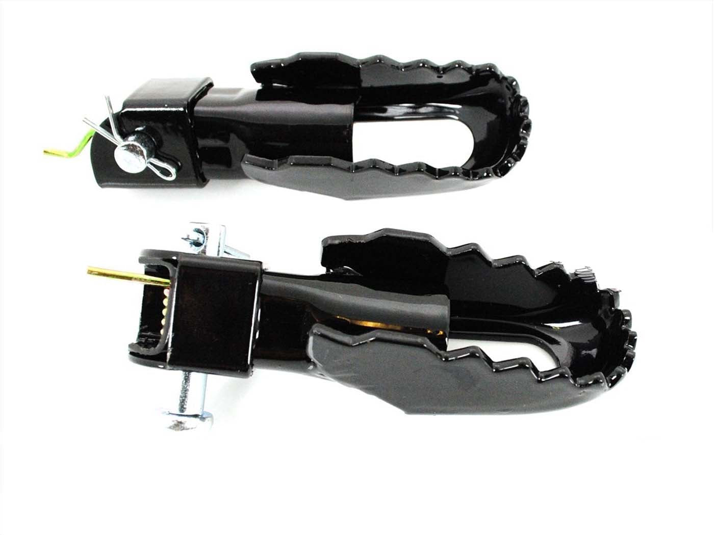 Set reposeturi negre cu bolț de reținere, arc și splint de siguranță pentru Yamaha DT 50, DT 80, DT MX