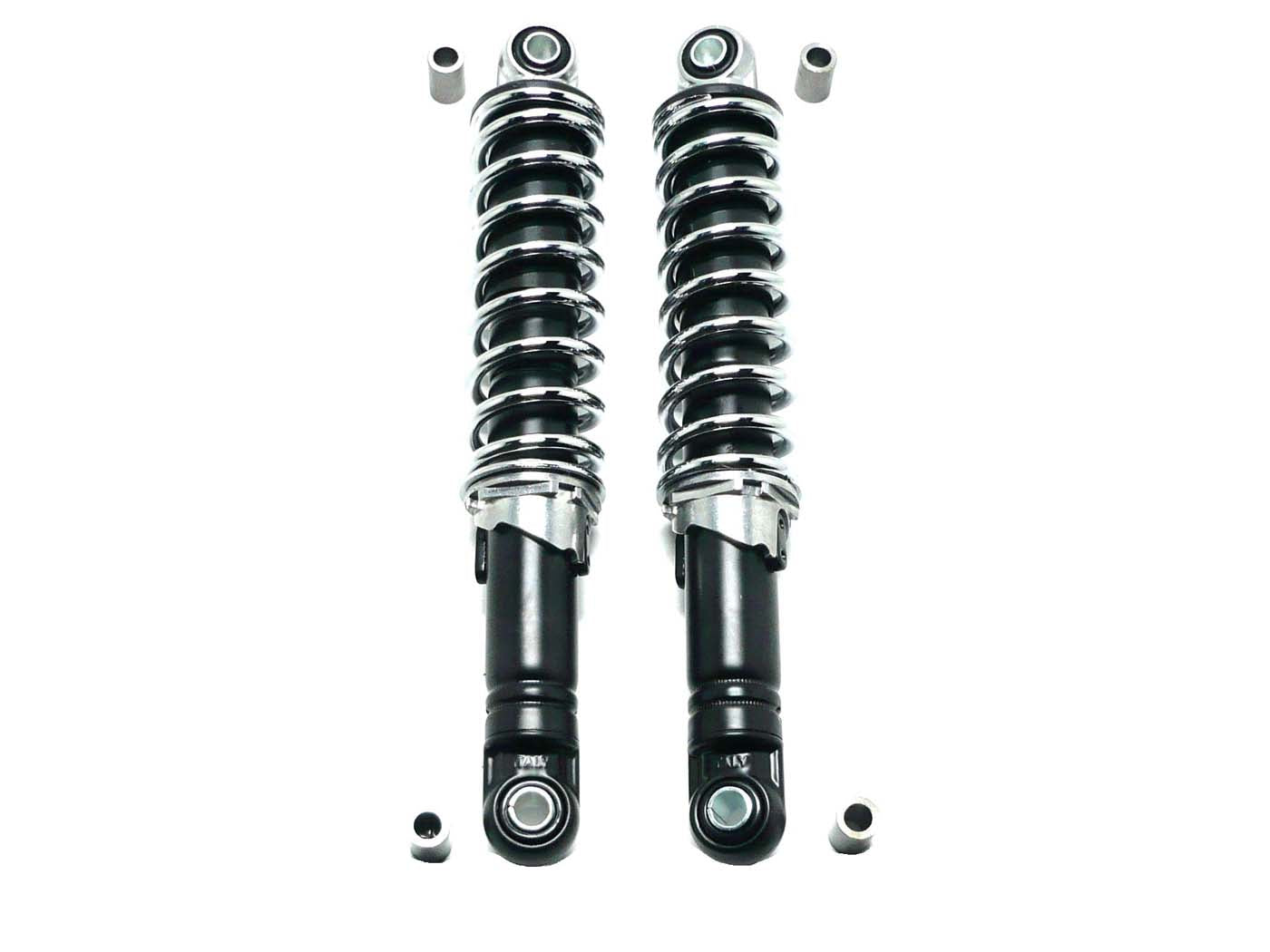 Set amortizoare IMCA negru/cromat 240mm reglabile bucșe 10mm pentru Hercules, Puch, Kreidler și alte modele