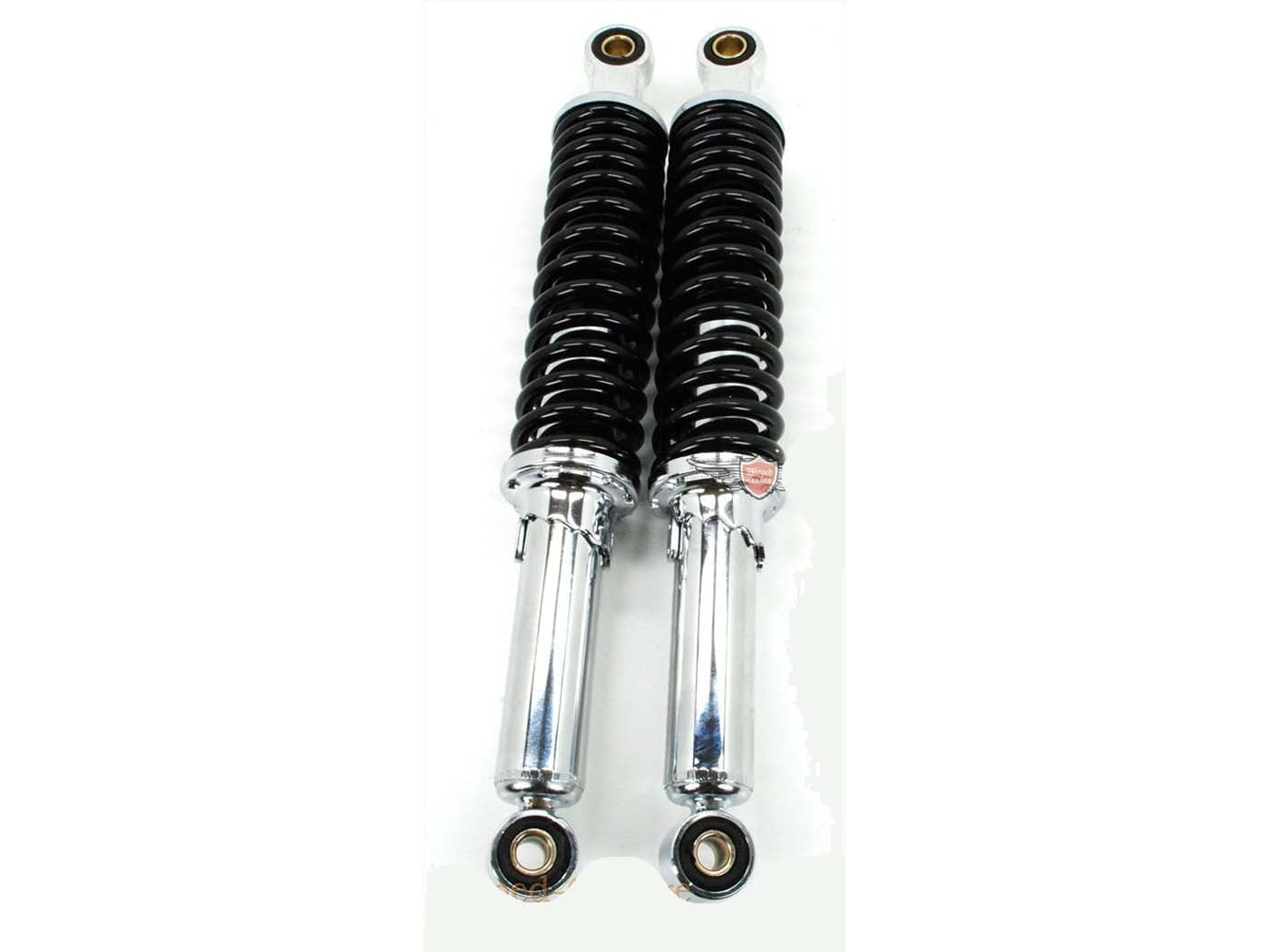 Amortizor Spate Cromat 395mm Negru Hidraulic Reglabil 5 Trepte 10mm 12mm pentru Zündapp, Kreidler, Puch și alte modele
