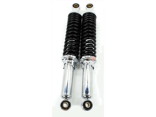Amortizor Spate Cromat 395mm Negru Hidraulic Reglabil 5 Trepte 10mm 12mm pentru Zündapp, Kreidler, Puch și alte modele
